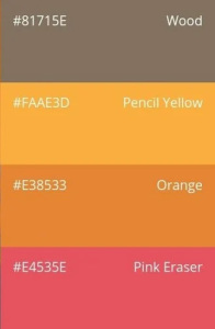 95. Back to School: wood, pencil yellow, orange, pink eraser