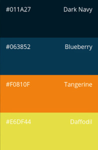 16. Day & Night: dark navy, blueberry, tangerine, daffodil
