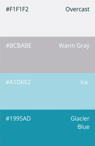 14. Icy Blues & Grays: overcast, warm gray, ice, glacier blue