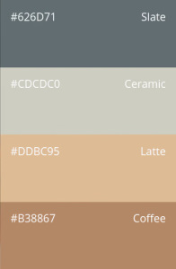 26. Neutral & Versatile: slate, ceramic, latte, coffee