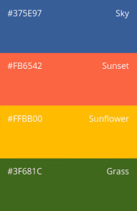 08. Primary Colors with a Vibrant Twist: sky, sunset, sunflower, grass
