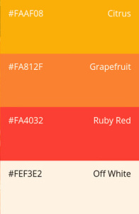 37. Sunny Citrus: citrus, grapefruit, ruby red, off white