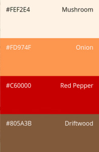 39. Warm & Rustic: mushroom, onion, red pepper, driftwood